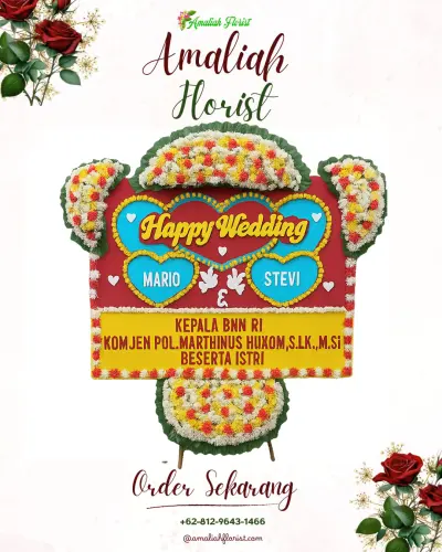Karangan Papan Bunga Pernikahan di Semaya